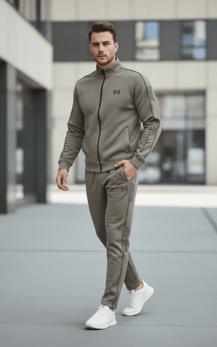under armor scuba tracksuit taupe full zip jacket and joggers